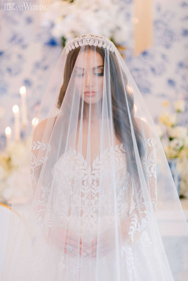 Different shades of blue wedding theme32 bride with veil
