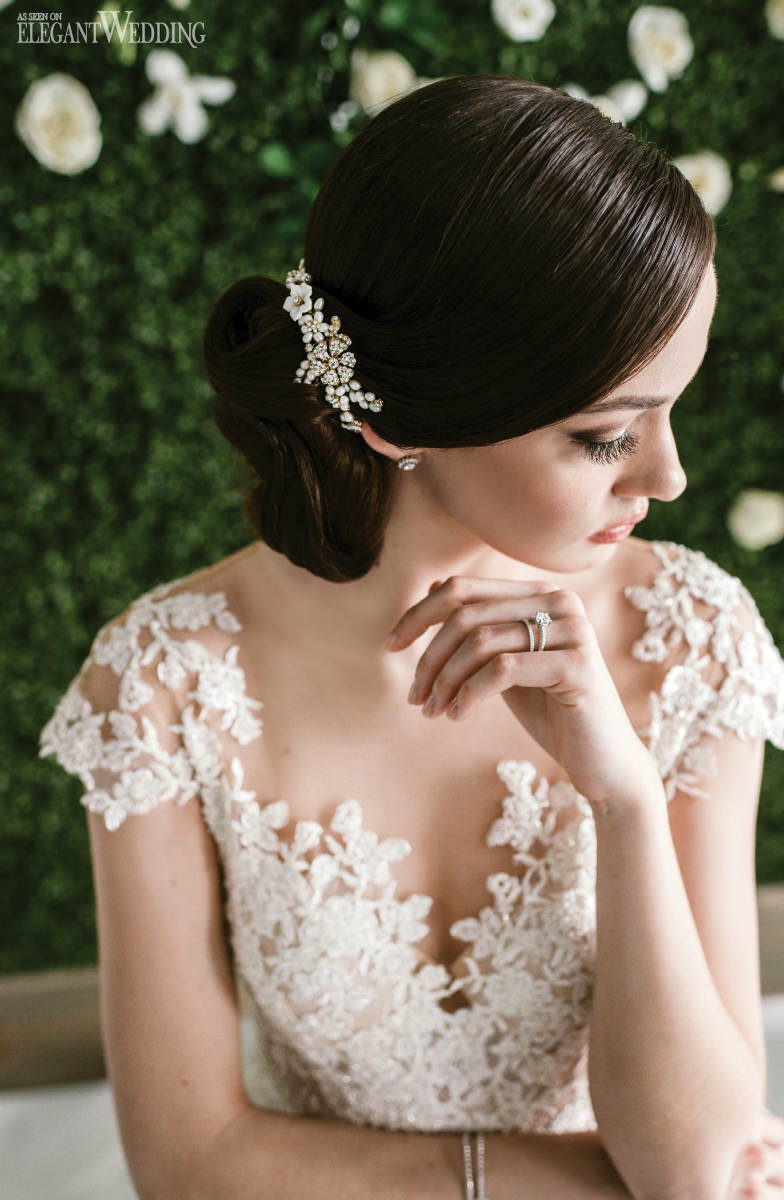 elegant-wedding-clean-modern-black-and-white-wedding-with-balloons23 Brunette Wedding Updo